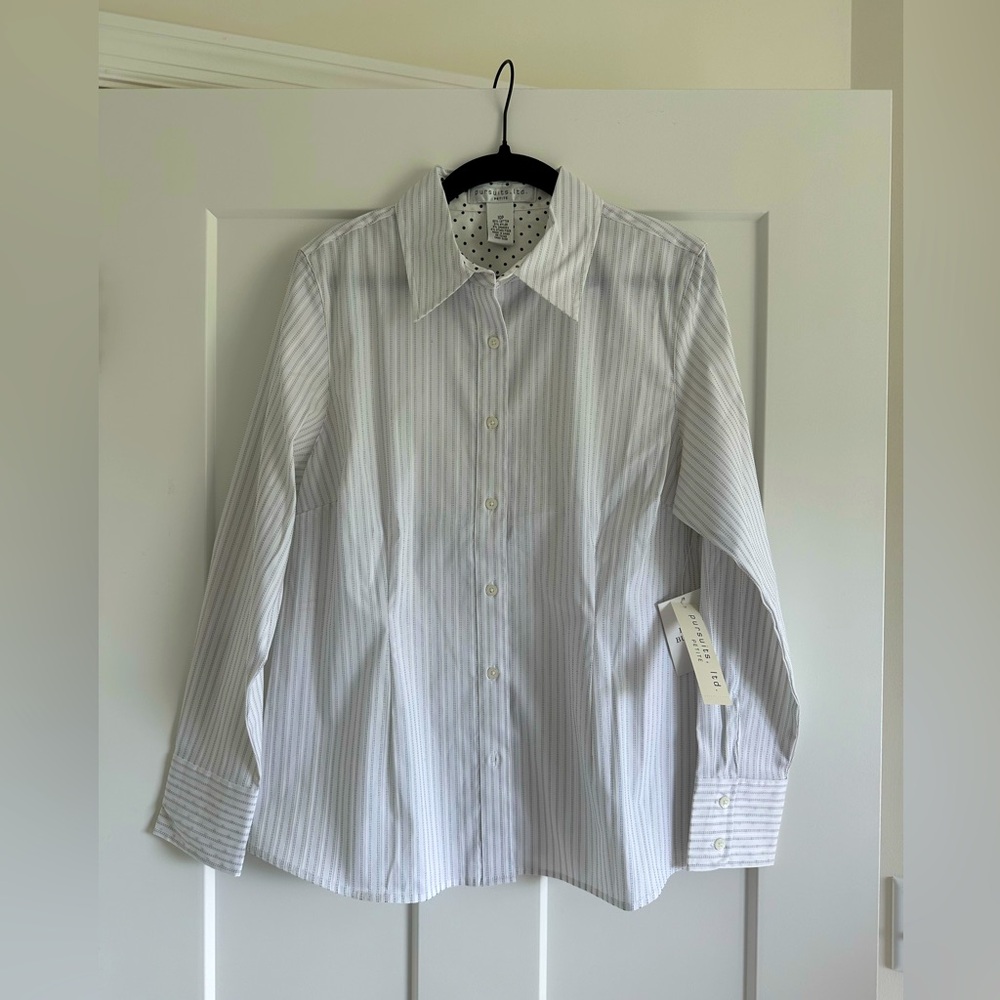 Women’s Pursuits ltd White Striped Button Down Shirt